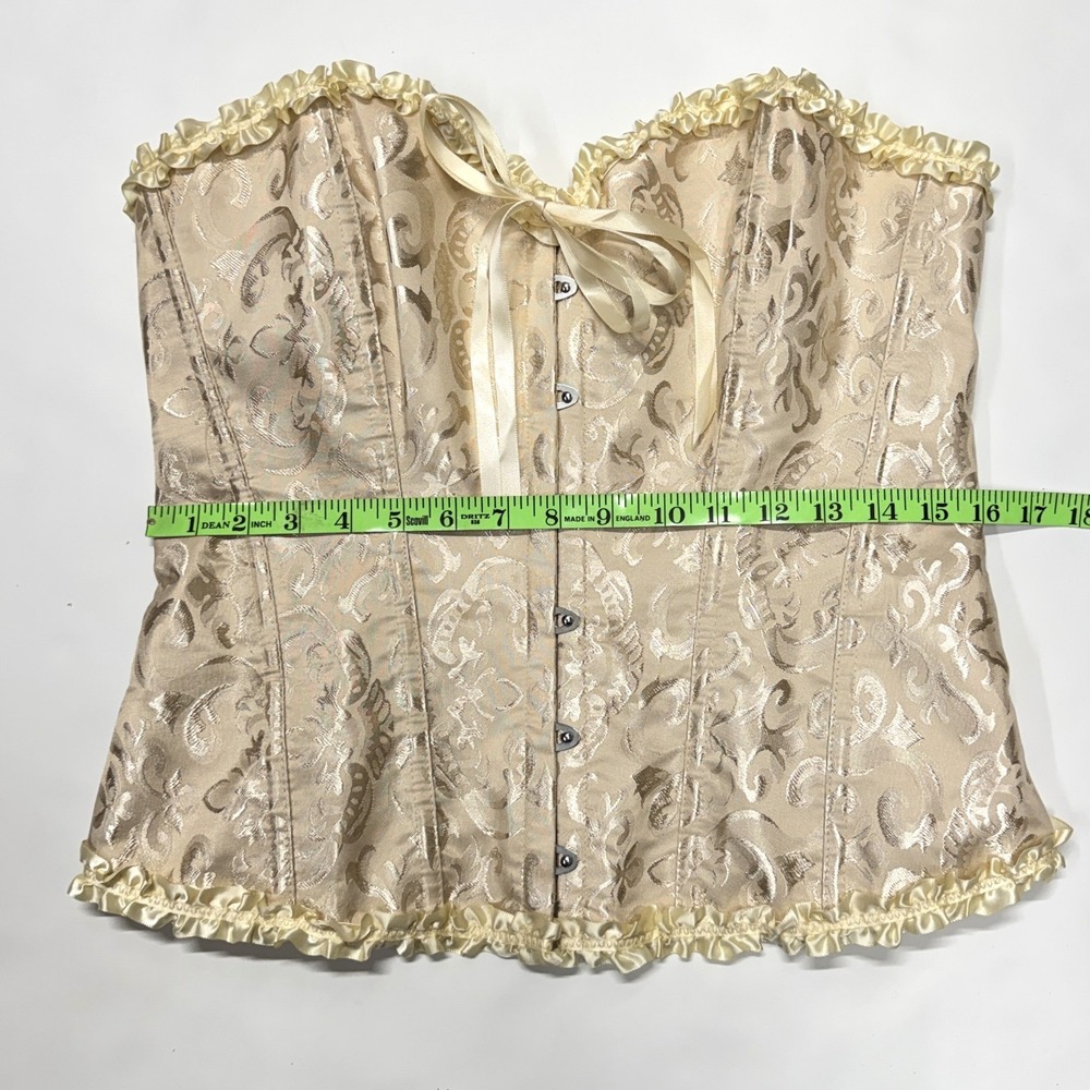 Jacquard Strapless Corset, Size‎ XL, Unbranded, Beige Overbust Lace-Up Ribbons - Picture 5 of 6